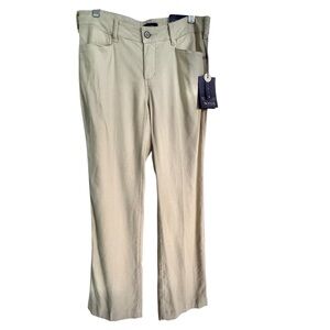 NYDJ Stretch Linen White Trousers Straw Style #MAKB2219 Size 4